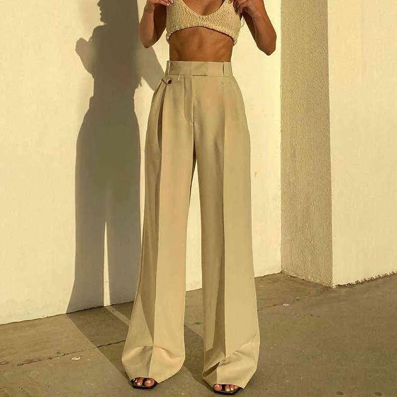 DRC Elegant Fashion Women Clothing Black Palazzo Pant Business Casual Spring 2022 High Waisted Wide Leg Pants G1124