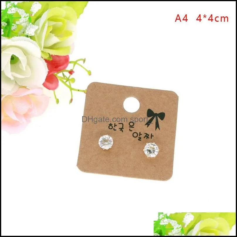 4*4cm Kraft Paper Multi-motif Earring Card With Hold Hanging Stud Earrings Ear Stud Jewelry Display Card Wholesale Can Custom Logo