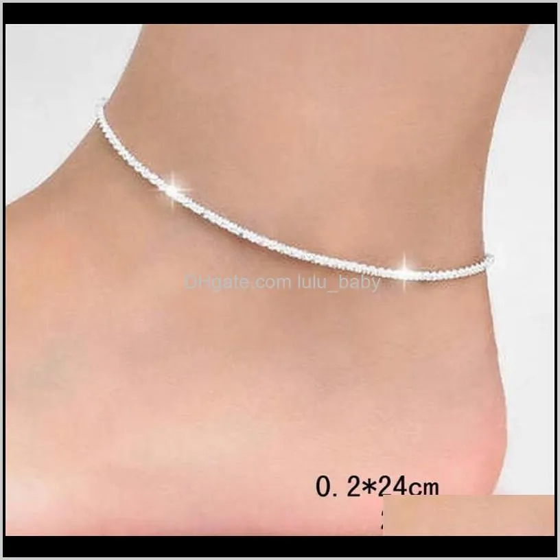 new trendy new shiny high-quality stainless steel anklet 925 silver plated korean fashion charm anklet for women lady jewelry