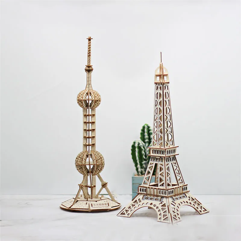 3D Wooden Eiffel Tower Puzzle DIY Hand Assembled Woodcraft Kit For