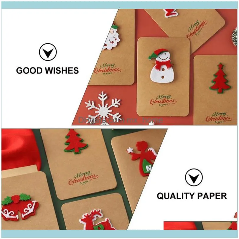 Greeting Cards 8Sets Christmas Card With Envelope 3D Blessing Random Color Style