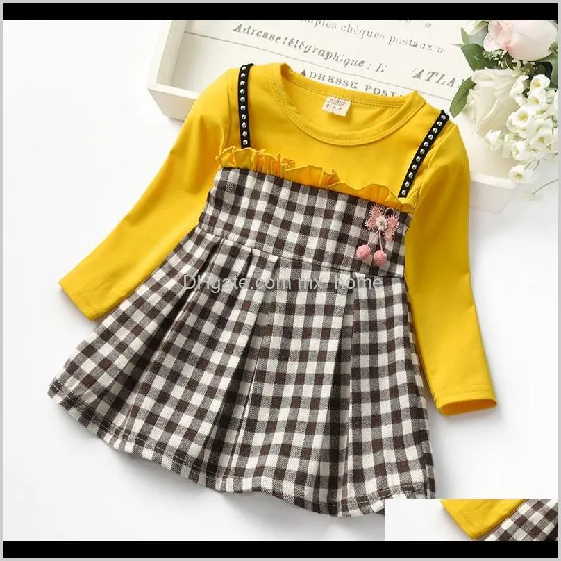 2021 new spring newborn clothes plaid for girl`s princess birthday party baby cloth n6g6