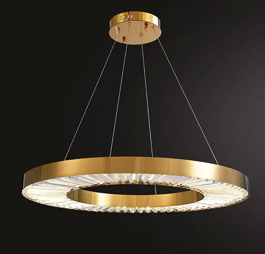 Pendant Lamps Luxury Gold Ring Crystal LED Chandelier For Bedroom Home Decor Modern Living Room Decoration Hanging Light