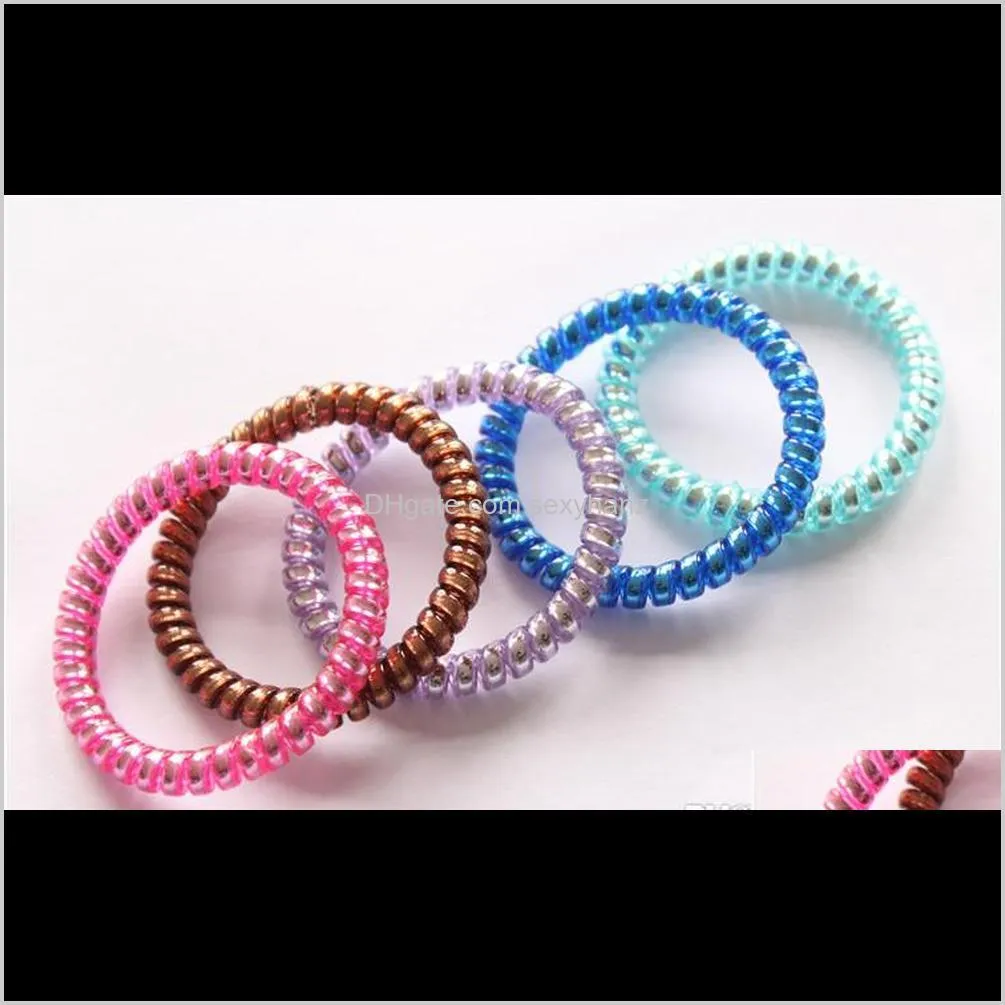 candy colored telephone line hair rope fashionable gum elastic ties wear hair ring spring rubber band accessory maker tools mix color