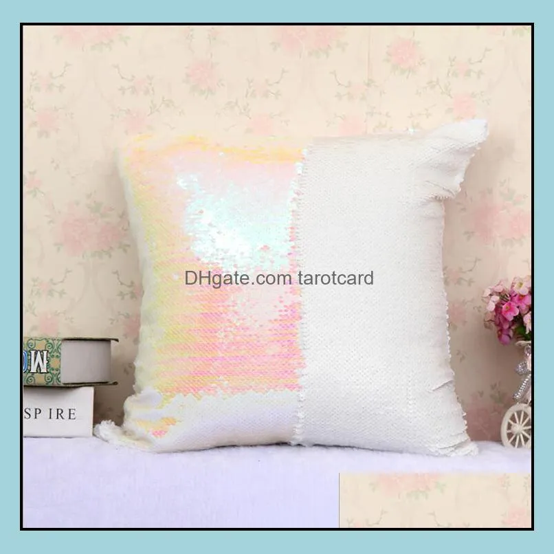 Mermaid Sequins Pillow Case Magic Reversible Sequin Pillowcases Home Decorative Cushion Cover Office Sofa Cushion Pillow Case