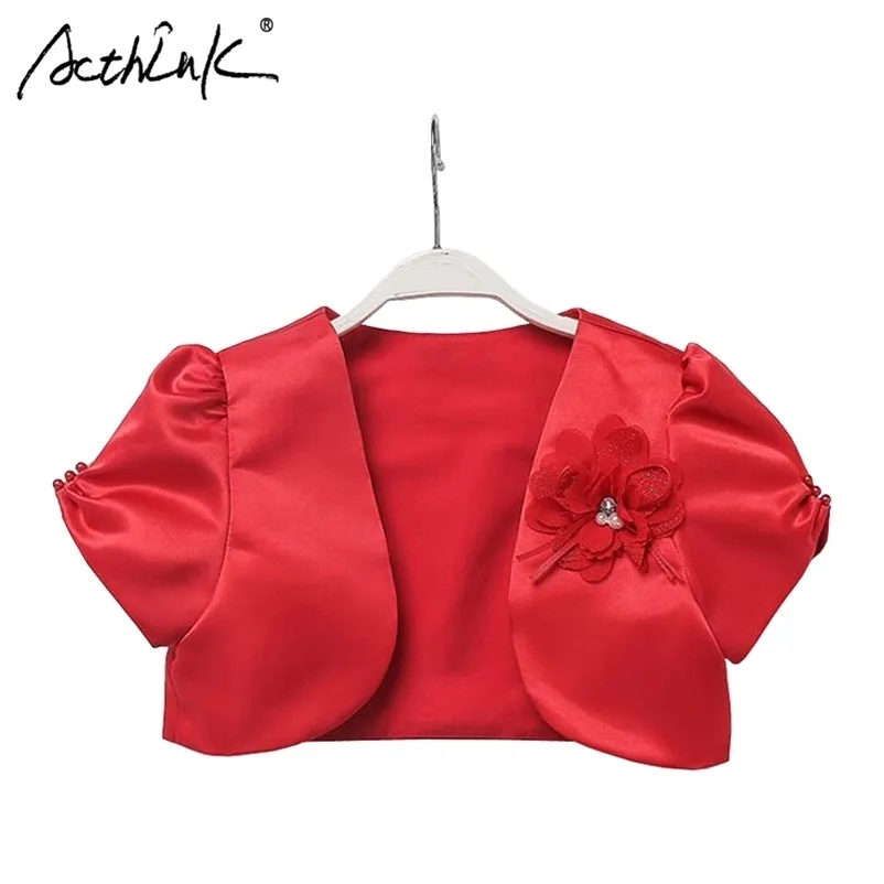 ActhInK Neonata Bolero Floreale Marca Principessa Manica Corta Abito da Sposa Mantella Cappotto Estivo per Bambini per 211204