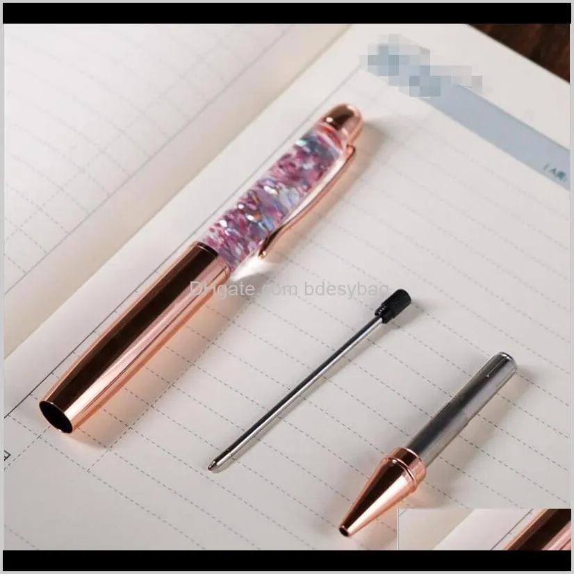 sequin crystal ball point pen. metal signature pen, advertising gift pen, laser engraving custom. it can be used as anniversary gift