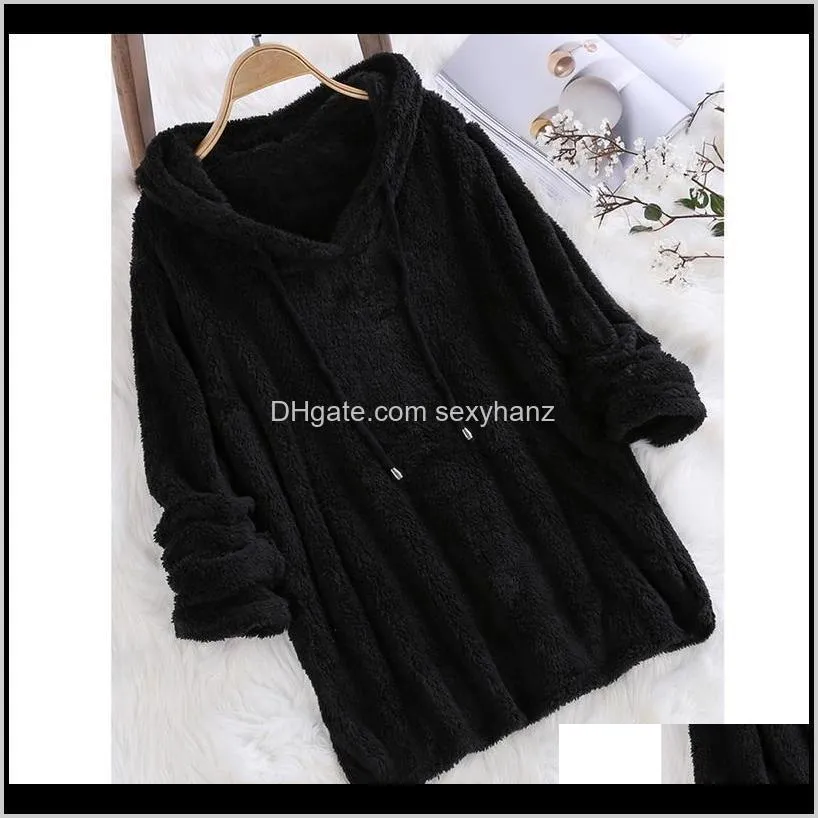 new women top winter causal fluffy long sleeve solid sweatshirt women autumn long hoodies fleece soft plush blouse shirt1