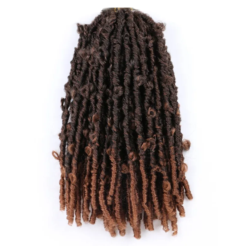 Butterfly Locs 18-Zoll-Häkelhaar-Synthetik-Faux-Dreadlocks-Zöpfe, vorgeschlungen, Distressed Passion Twist, weiches, federndes Band, das natürlich aussieht und einfach zu installieren ist