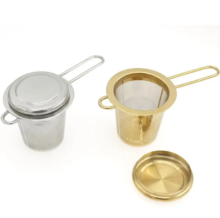 Stainless Steel Gold Tea Strainer Folding Foldable Tea Infuser Basket for Teapot Cup Teaware accessories SN3372