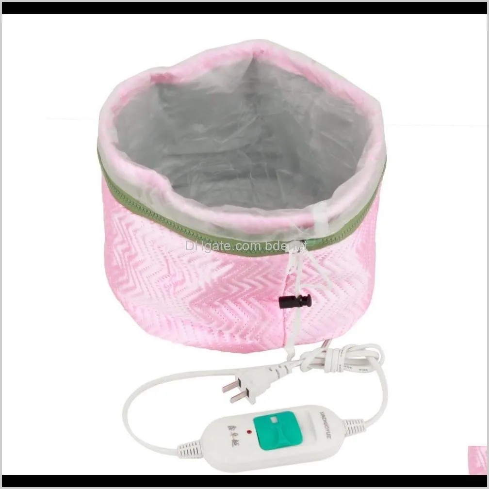 electric hair thermal treatment beauty steamer spa nourishing hair care cap styling tools anti-electricity control heating pink