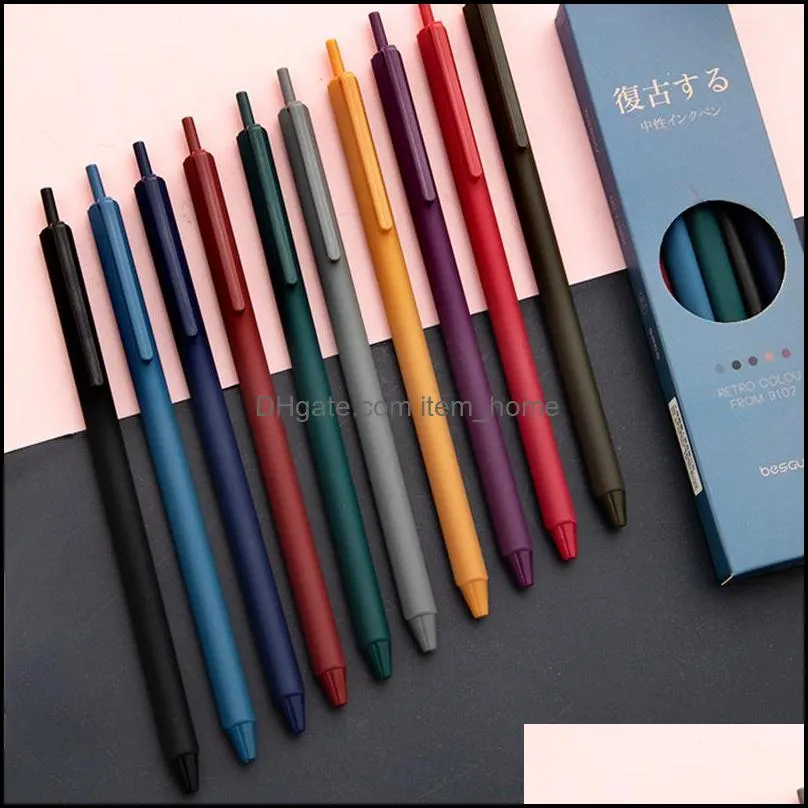 Best Design 1PCS Triangle Retro Gel Pen 0.5mm Refill 10 Colors Available School Student Learning Supplies Office Stationery Tool