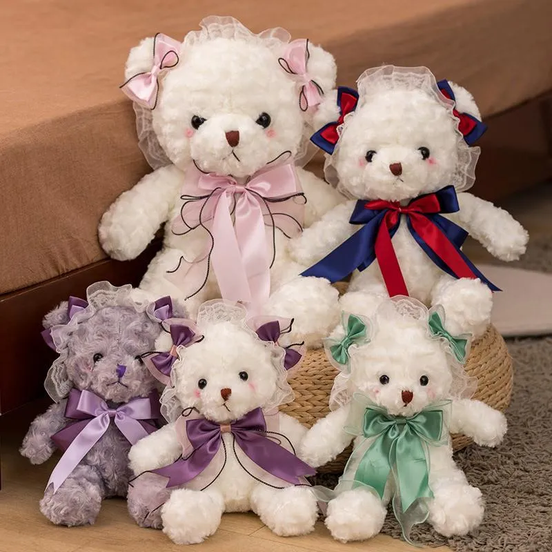 30 см Симпатичные медведь Кукла плюшевая игрушка ленты медведи чучела игрушки украшения животных куклы детские дневные дню день рождения подарок
