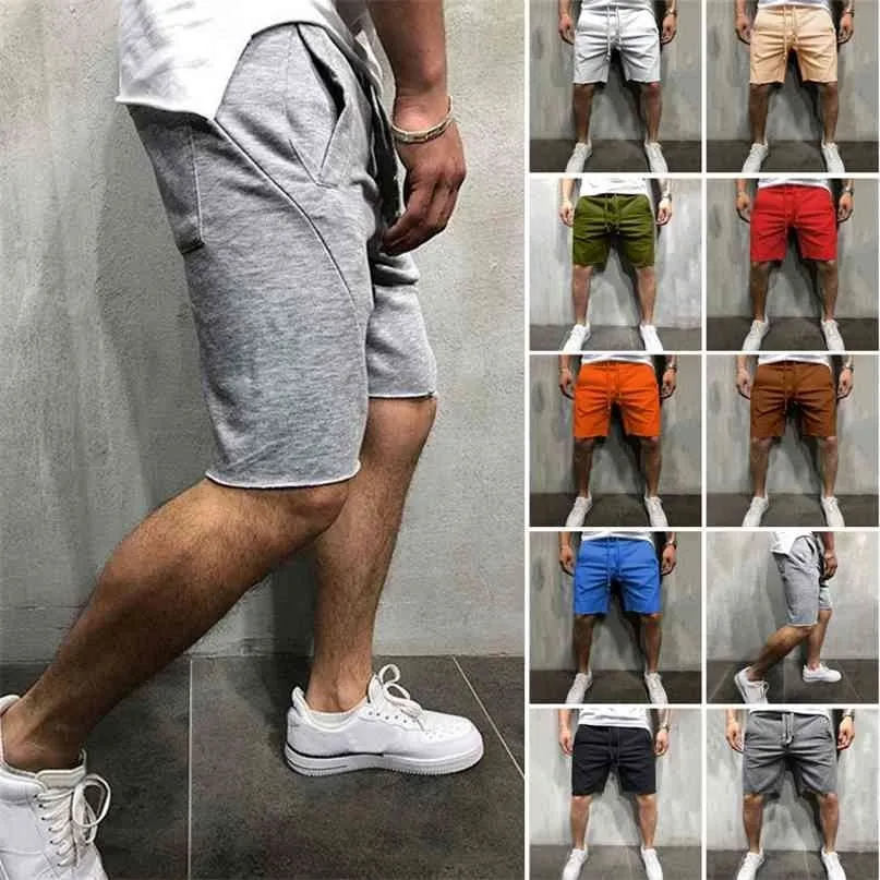 Męskie Strona główna Siłownia Spodenki Crossfit Wild Style Solid Color Ripped Athletic Short Spodnie Jogger Workout 10 210713