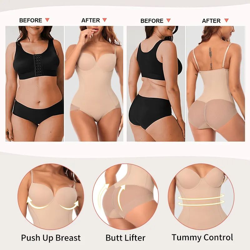 Womens Tummy Control Bodysuit Full Body Klopp Shaper With Waist