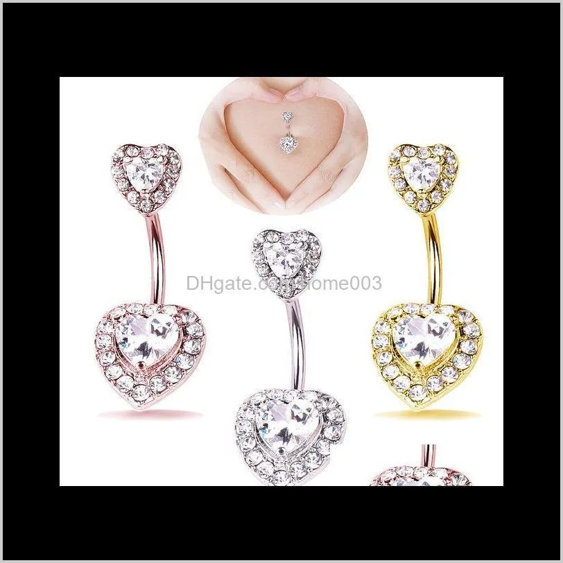 surgical steel navel rings women double gem belly button navel bar ring body piercing bars jewelry belly rings ps2031