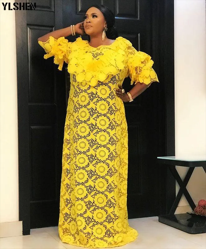 chinese dress ladies Womens African Print with Lace Dress 2