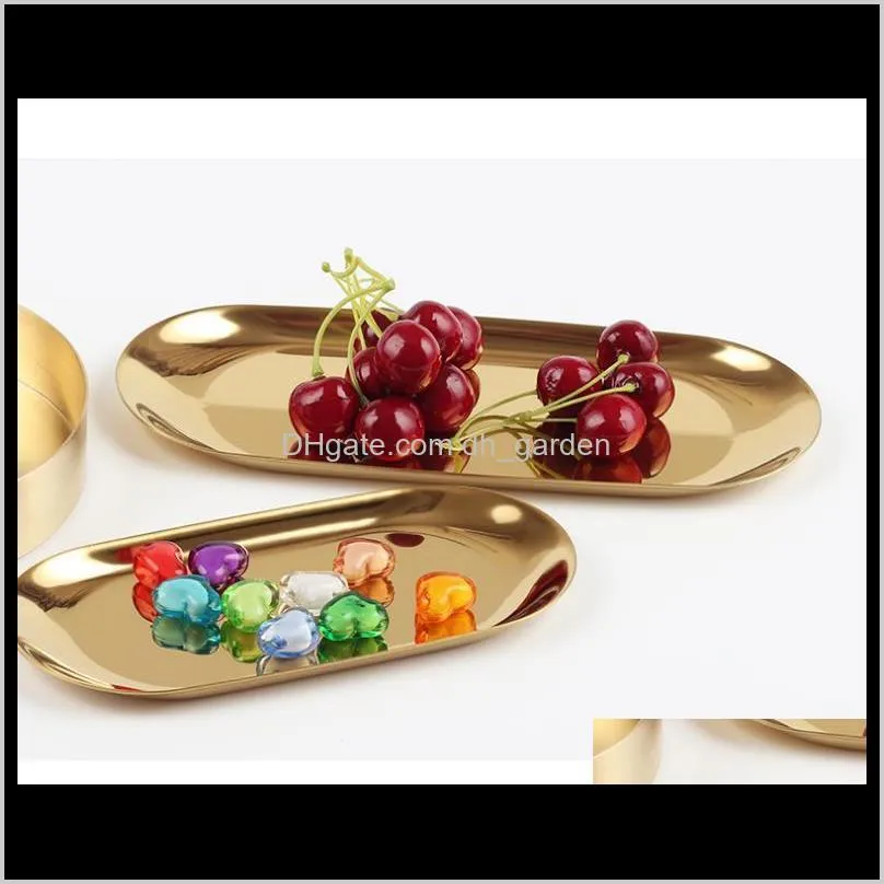 chic metal tray dessert plate storage colored stainless steel oval towel trays product decoration sn2529
