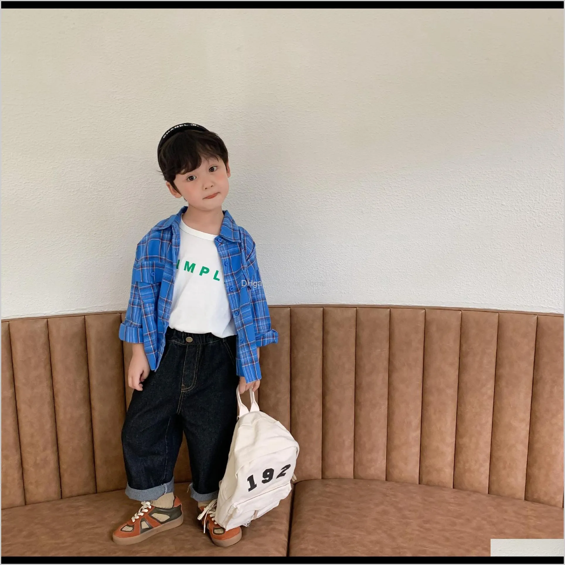 autumn kids children casual all-match jeans boys girls soft solid color loose denim pants 1-7y 201207