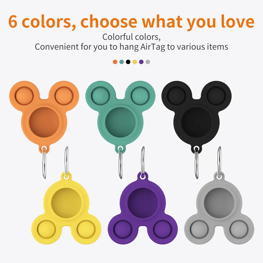 Para casos de proteção de silicone AirTag com keychain Anti-perdido à prova de choque Smart Tracker Protector Capa Bubble Toys DHL Free