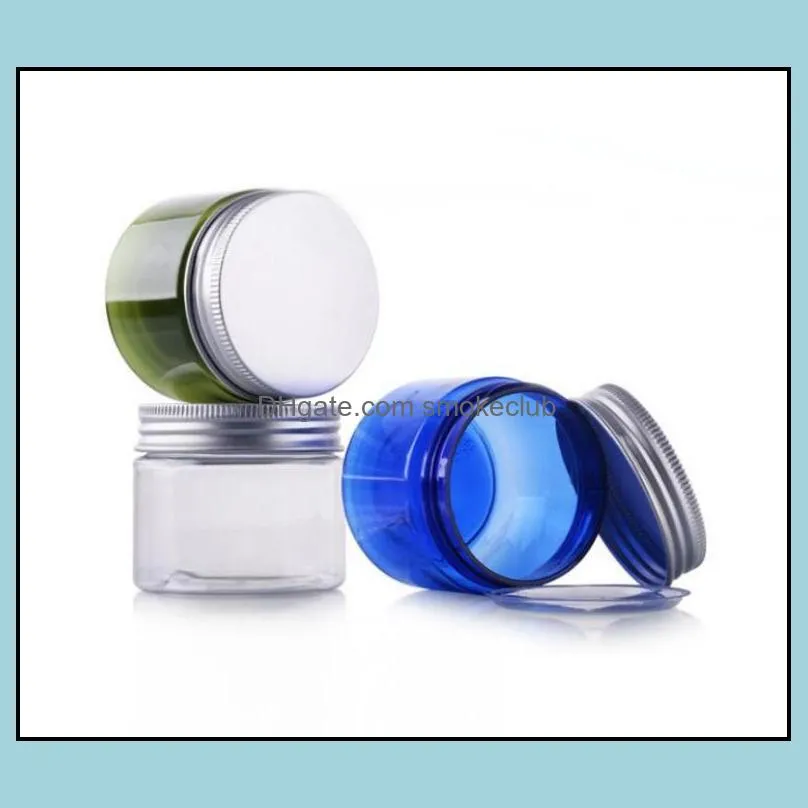 50g 50ml plastic container jar clear blue green color with black aluminum cap cosmetic cream makeup container SN4263