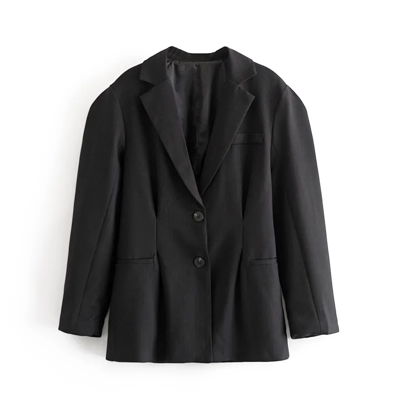 Femmes élégant Blazer manches bouffantes simple boutonnage mince manteau à carreaux bureau travail costume veste vêtements d'extérieur 210520