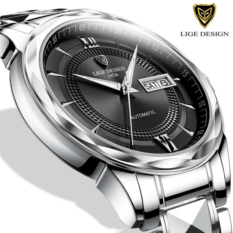 LIGE Design Merk Luxe Automatisch Horloge Heren 316Lstainless Steel Waterdichte Zakelijke Sport Mechanische Polshorloge Mannen Horloges 210517