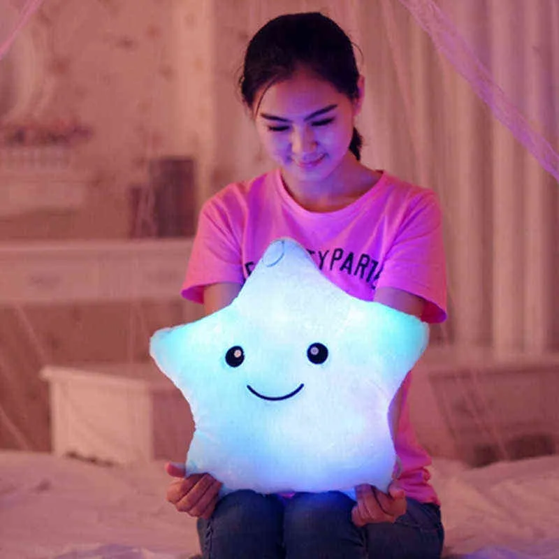 Almofada luminosa brilhante colorida LED brinquedos leves almofadas de pelúcia macias