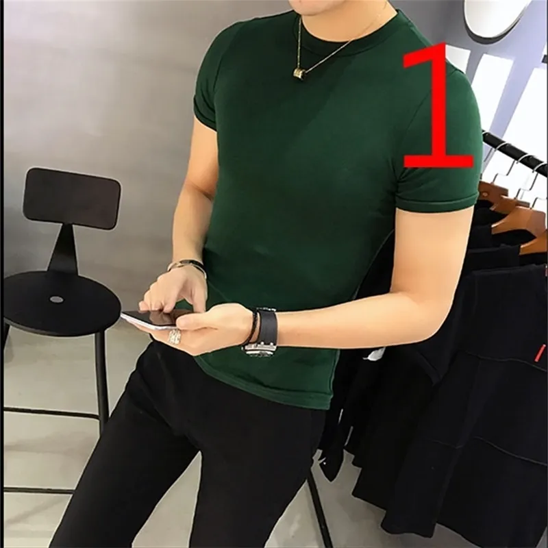 T-shirt estiva a maniche corte da uomo in cotone personalità abbigliamento giovanile girocollo Slim versione coreana della tendenza compas 210420