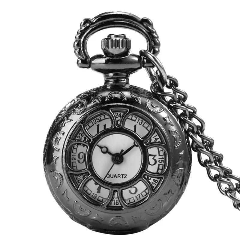 Vintage évider fleur montres hommes femmes Mini montre de poche à Quartz collier chaîne horloge à collectionner