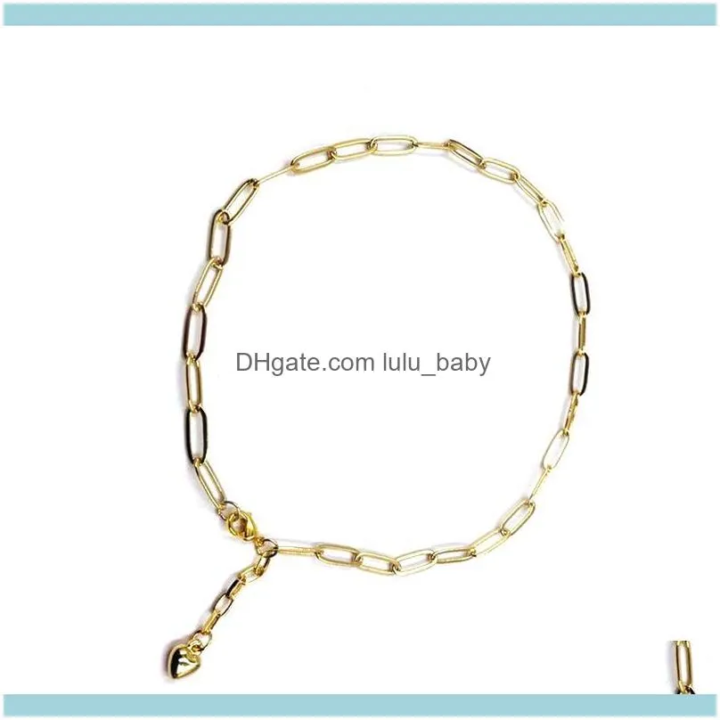 Chains Fashion Women Necklace Copper Plating Solid Color Gold Paperclip Hip Hop Punk Clavicle Chain Party Jewelry Gift1