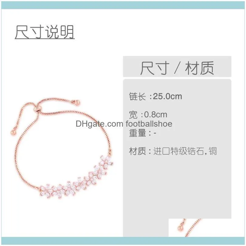 Designers Platinum Plated Diamond Bracelet Japan and South Korea small  micro set crystal zircon Flower Ornament Gift brk43