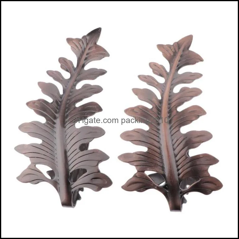 Pair Of Decorative Curtain Drapery Holdback, Zinc Alloy Leaf-shaped Other Home Decor