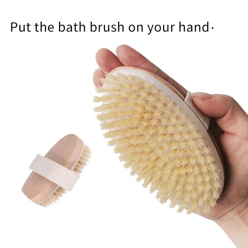 Dry Brushing Body Brush Natural Bristle Soft SPA Brush Bath Massager Home Exfoliating Scrub Massage Shower Brushes HY0358