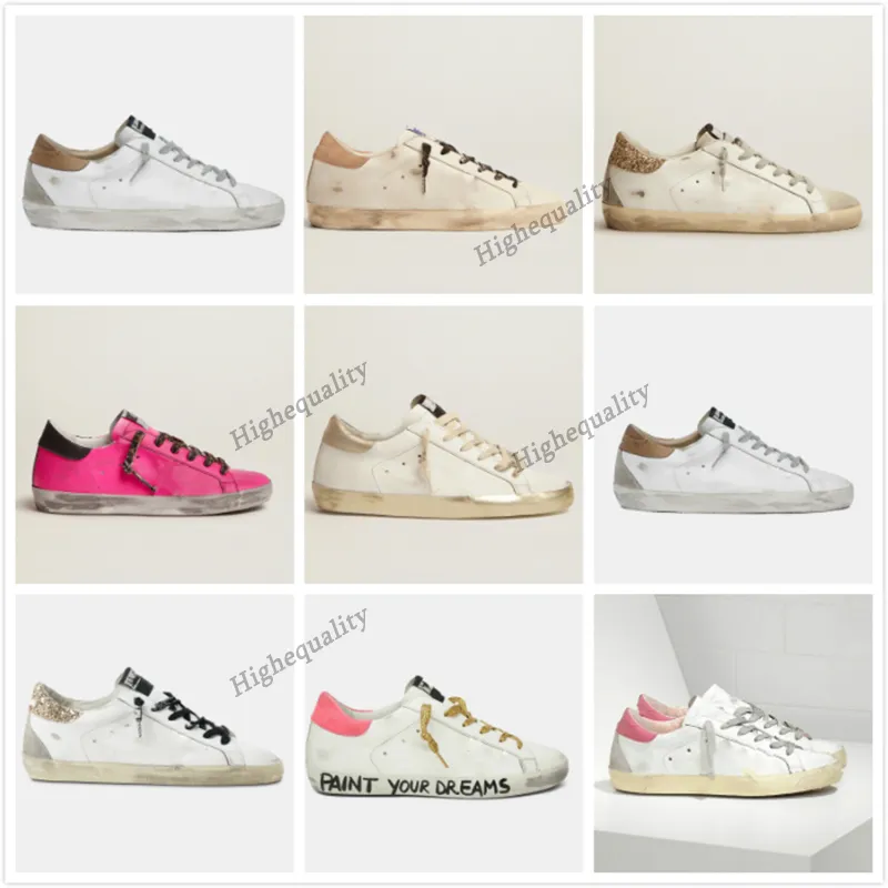 Med Box Goldenlys Gooselies Sneakers Goodely Fashion Italy Golden Super Star Sneakers Designer Shoes Women Luxury Pink Trainers Sequin Classic White Doold D Yav2