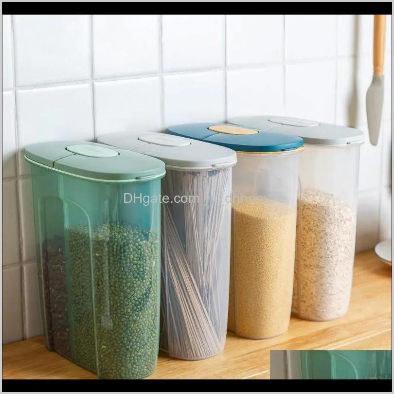 mdzf 2.5l sealed grain 2 layers ostorage box coffee beans pasta rice kitchen organize jar moisture-proof pp storage organizer