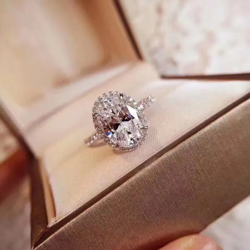 진짜 925 스털링 실버 눈물 드롭 다이아몬드 반지와 원래 상자 맞는 판도라 결혼 반지 여성을위한 약혼 보석