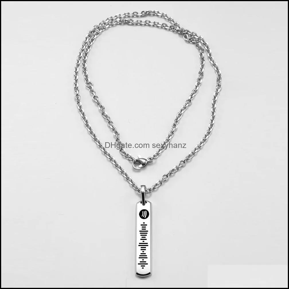 carving Music Spotify Code necklace For Men Stainless steel necklace carving Song Code jewelry 2021 Gifts for the year