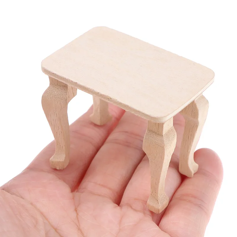 Mini träbord möbler leksaker 1:12 Dollhouse miniatyr tillbehör diy docka hus dekor baby leksaker