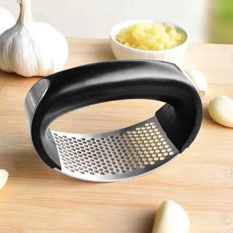 Portable Stainless Steel Garlic Press Garlic Chooper Hand Garlic Press Garlics Grinder Grater Cutter Slicer Kitchen Gadget LX4068