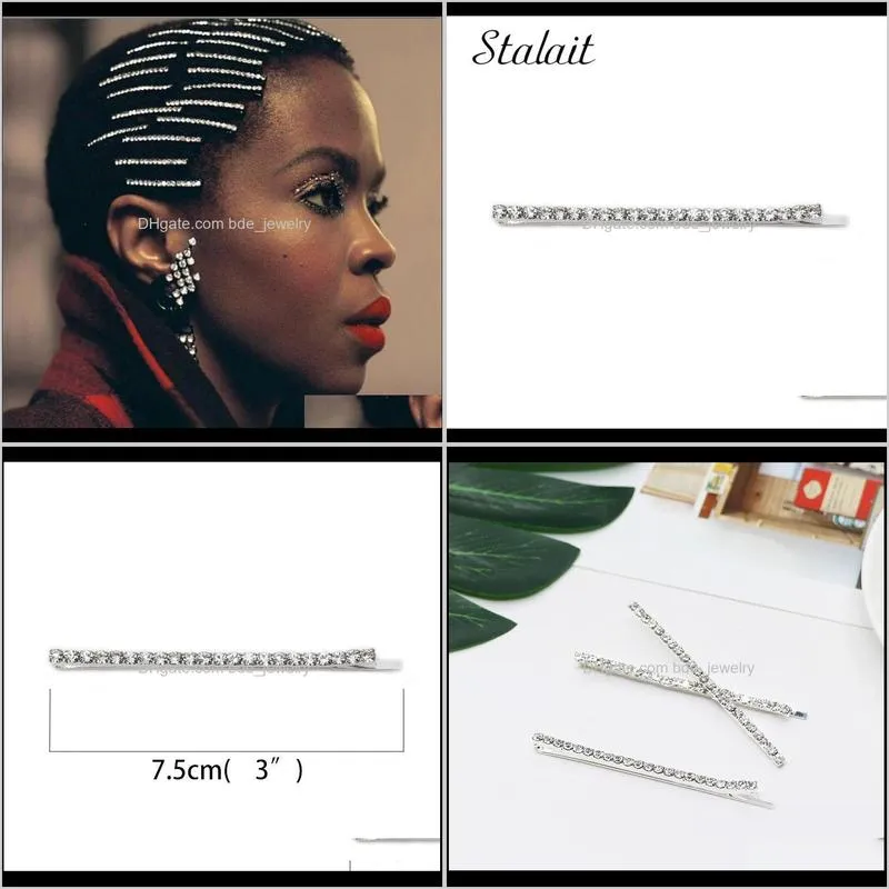 classic women girls fashion korea crystal rhinestone hair clip fashion silver color metal hairpin hair accessories