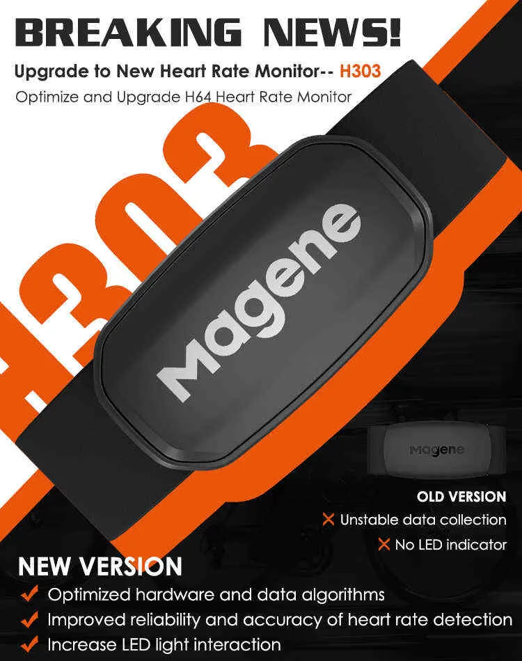 Magene H303 Heart Rate Sensor Bluetooth ANT Upgrade H64 HR Monitor With