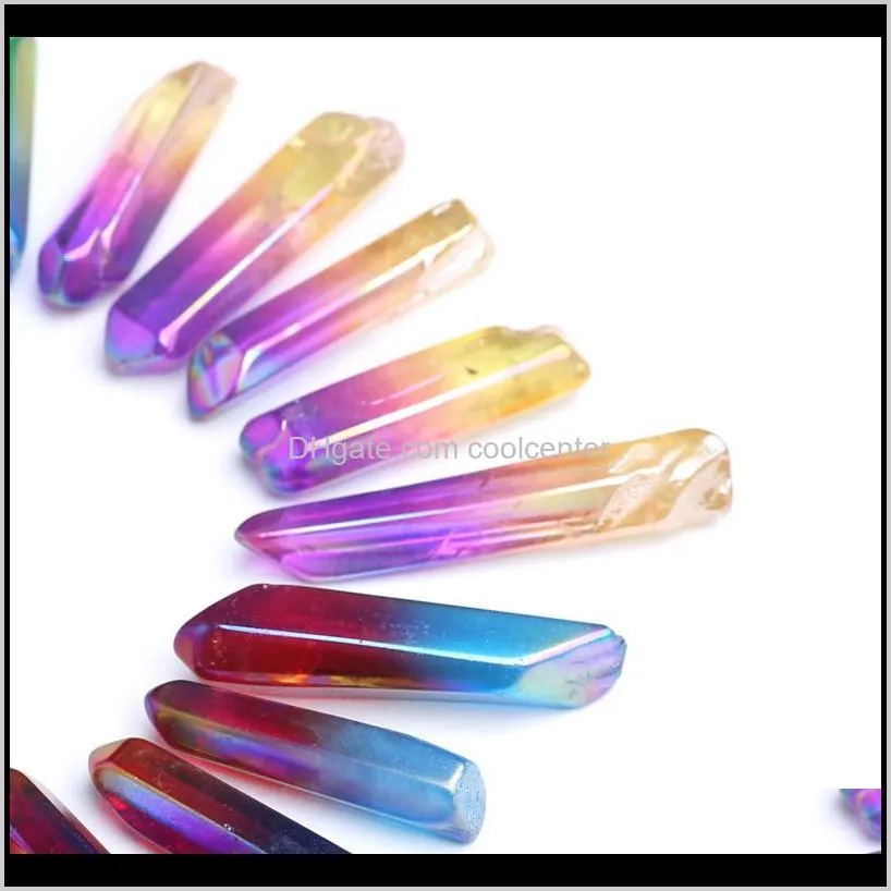 hjt 50pcs wholesale new colorful natural quartz crystal points reiki healing crystal wands cure chakra stone hot sell