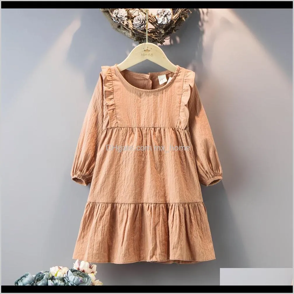 kid`s wear new spring girls` cotton dress children`s long sleeve princess dress baby clothes