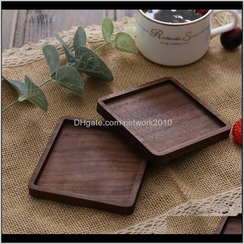 wooden coasters black walnut coffee tea cup mats wooden cup mat bowl pad teapot drink coasters home bar tools