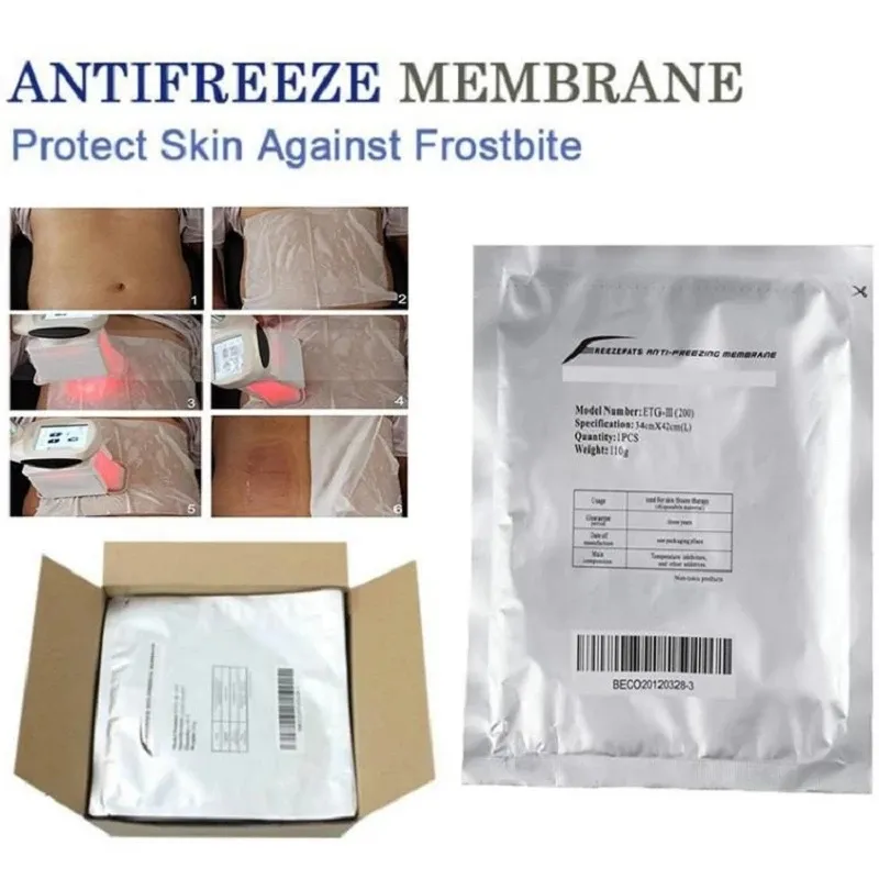 Papel de cavitação de membrana anti de alta qualidade para gordura congelação Lipoaspiração Cryoterapia Cryo Pad Saco de refrigeração de película de gel