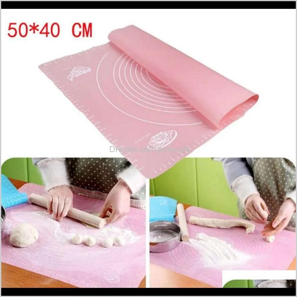 50*40cm silicone baking mat 6 colors kneading dough mat dial pastry boards for fondant clay pastry bake tools heat insulation silpat