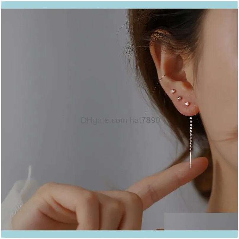 Shishang S925 silver ball simple women`s long TASSEL EAR line personalized creative earrings from Japan and Korea