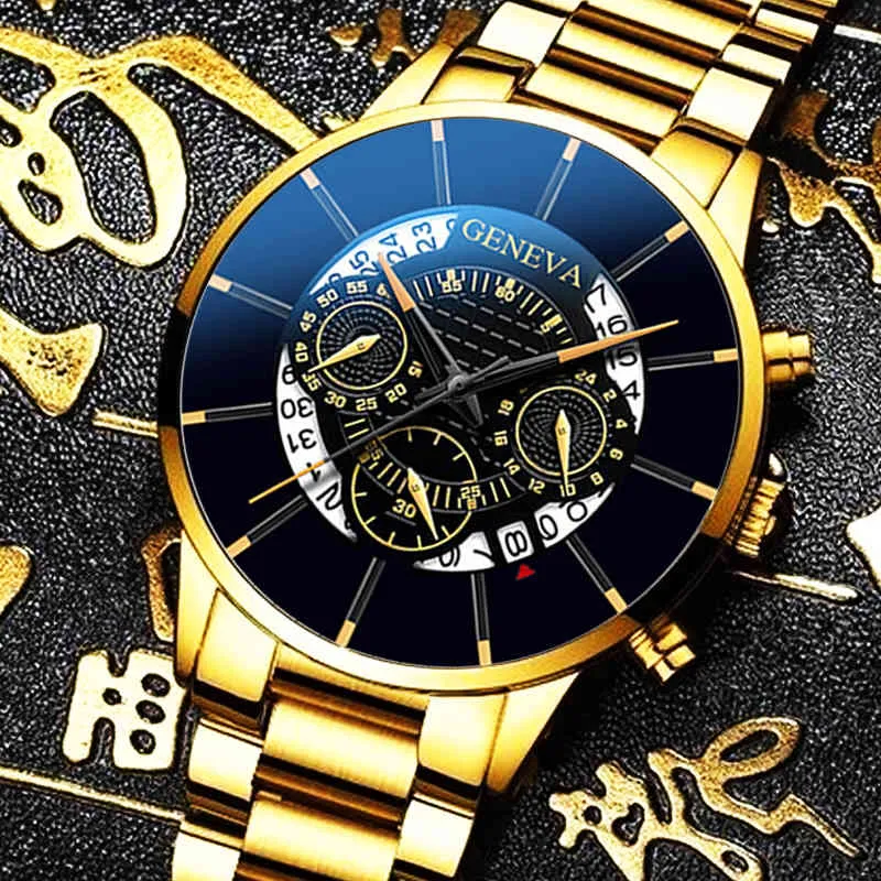 Designer relógio marca relógios de luxo relógio IC preto cinto de pulso de aço calendário empresarial heren uhren presentes para homens
