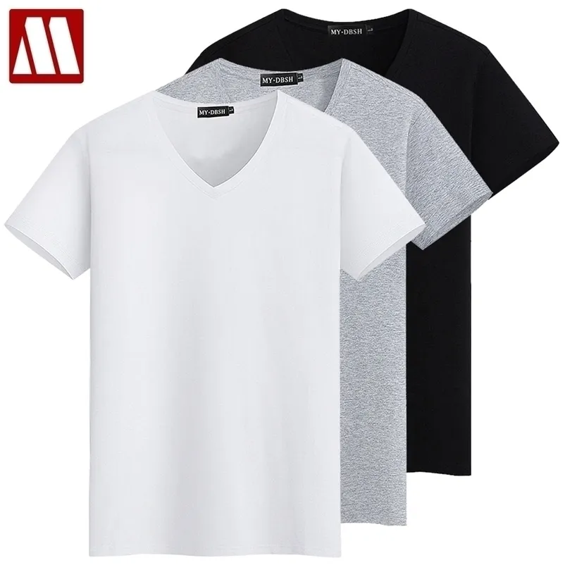 Grande remise 3 pièces/lot grande taille basique hauts t-shirts hommes été T-shirts coton court marque mâle t-shirt solide simple vêtements homme 210409